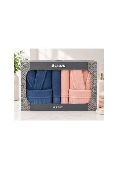 Özdilek Büyük Beden Colourist Lacivert A.mercan-aile Bornoz Seti