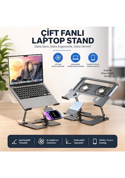 Venandin Hldcldk-001 Cooldock Notebook Soğutucu Telefon Standlı Metal