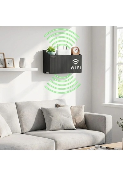 Lb Duvar Tipi Wi-fi Modem Saklama Kutusu Siyah Kablo Düzenleyici Router Raf Organizer