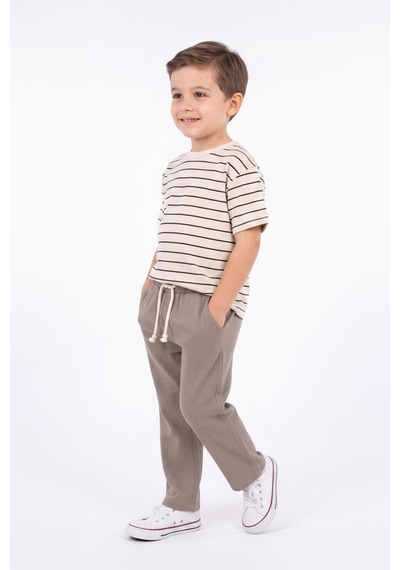 Miababy Müslin Pantolon Süprem Tişört 2li Takım Bej
