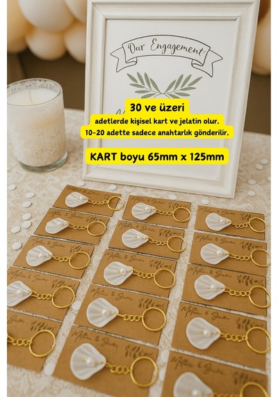 Kraft Bohem 10 Adet İstiridye Anahtarlık - Nişan Hediyesi - Kına Hediyesi - Nikah Hediyesi - Bride Çok Renkli