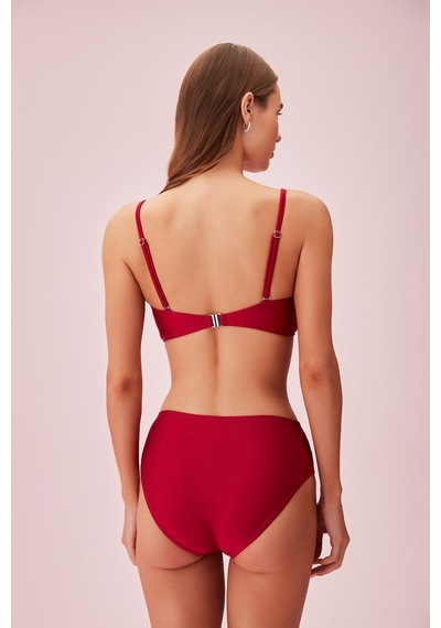 Suwen Bianca V Yaka Boncuk Detaylı Bandeu Bikini Üst Sb25785020d020 Bordo