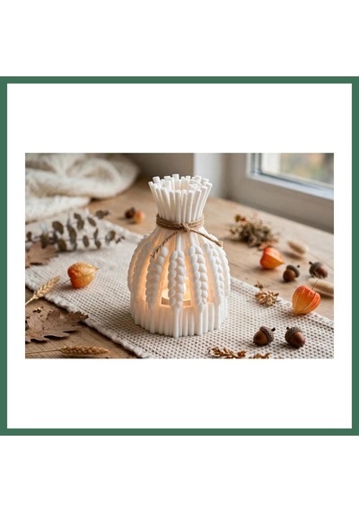 En-cag 3d Baskı Buğday Demeti Tealight Mumluk Jüt İpli Dekoratif Sonbahar Hasat Feneri Şamdan Masa Süsü Bss Çok Renkli
