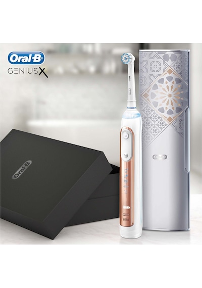 Oral-B Genius X AI Şarj Edilebilir Diş Fırçası Rose Gold + 4 Başlık + Seyehat Çantası