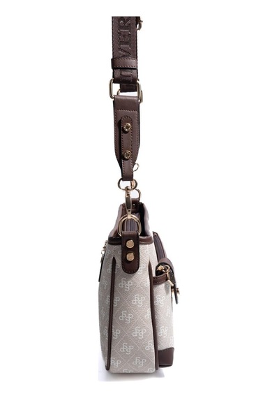 Silver Polo Sp1160 Kadın Çapraz Çanta Monogram Taş-kahve