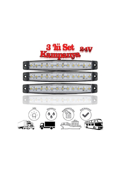 Sanel 12 Ledli 3'lü Set Parmak Led 24v Beyaz Sbc24w12-3