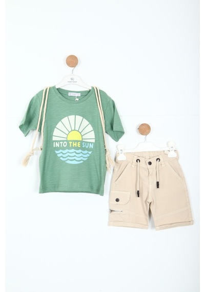 Xo Kids Erkek Çocuk Alt Üst Şort Takım 2-7 Yaş 3153 Yeşil
