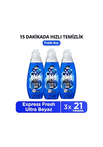 Omo Express Fresh Ultra Beyaz Sıvı Çamaşır Deterjanı 840 Ml X3 Diğer
