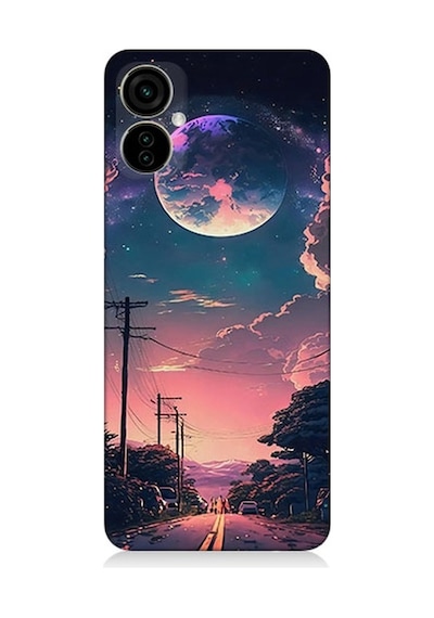 Tecno Camon 19 Neo Uyumlu Ay Manzara Ve Yol Desenli Silikon Kılıf