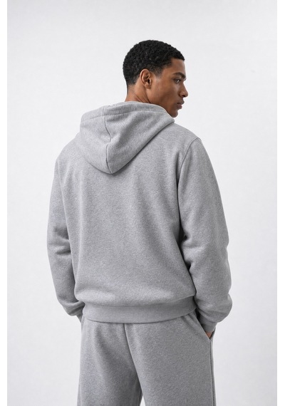 Erkek Respire Basic Oversize Zip Gri Melanj
