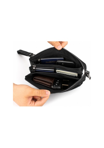 Alphaclub Bag Erkek Hakiki Deri Siyah Çok Bölmeli El Çantası Model 898