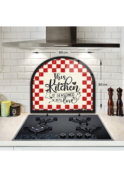 Decorita Cam Ocak Arkası Koruyucu | Oval Şekilli | Kitchen Love