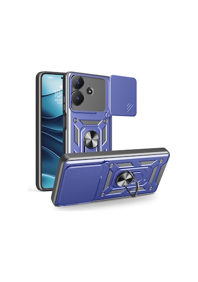 Nourthkiingdom Realme Note 60 Kılıf Magnetik Standlı Kamera Korumalı Nrtk Sürgülü Vega Kapak - Mavi Mavi