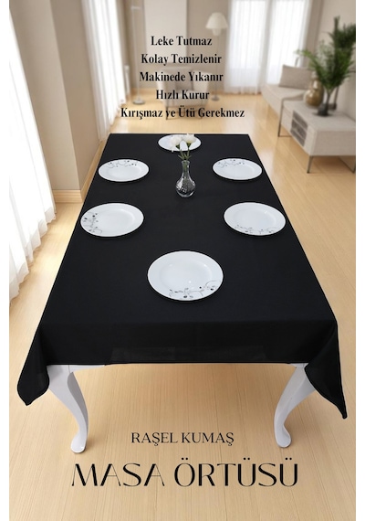 Smooth Masa Örtüsü Sofra Bezi Siyah