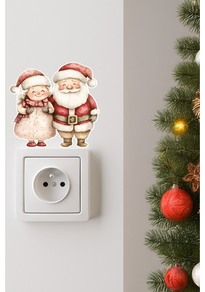 6 Lı Yeni Yıl Temalı Mini Sticker Priz Sticker Yılbaşı Yeni Yıl Mini Boy Sticker Seti 6 Lı Soft Dijital Baskı