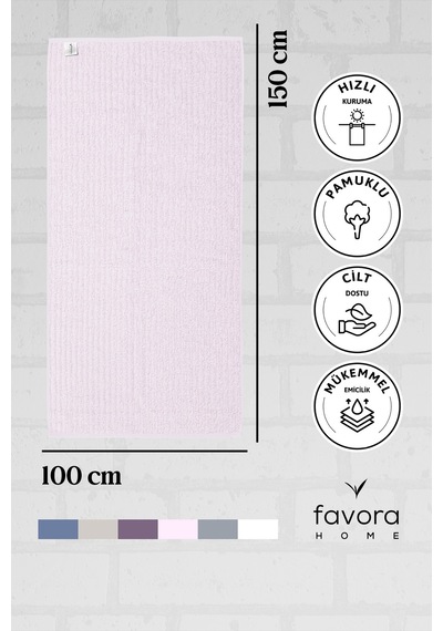 Line Luxury Pamuklu Banyo Havlusu 100x150 - Pudra Pudra