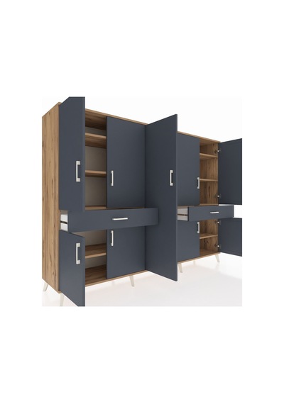 Hyperion Dolap 12 Raflı 2 Çekmeceli 8 Kapaklı 220x44x163 Çam-antr Çam-antrasit Hyperion Dolap 12 Raflı 2 Çekmeceli 8 Kapaklı 220x44x163 Çam-antr Çam-antrasit