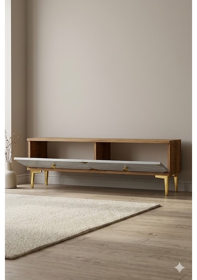 Tsa1297dbg Alfa Tv Sehpası Safirmeşe-beyaz-gold 120cm