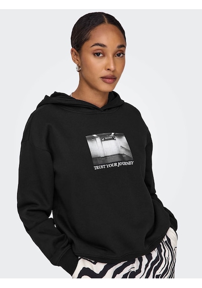 Only Kadın Sweatshirt Siyah 15329874 Onlcassıe L/s Photo Hood 25kw21000131 W21002