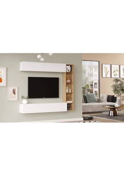 Robin Home Tara Tv Ünitesi Kitaplık Duvara Monte Sepet-beyaz