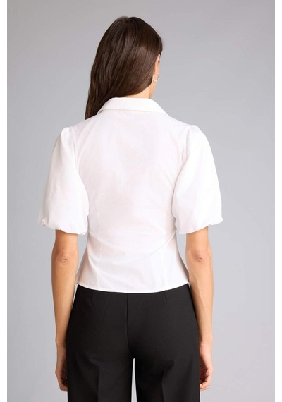 Defacto Fıtted Poplin Kısa Kollu Gömlek H1573ax26spwt34 Beyaz-wt34