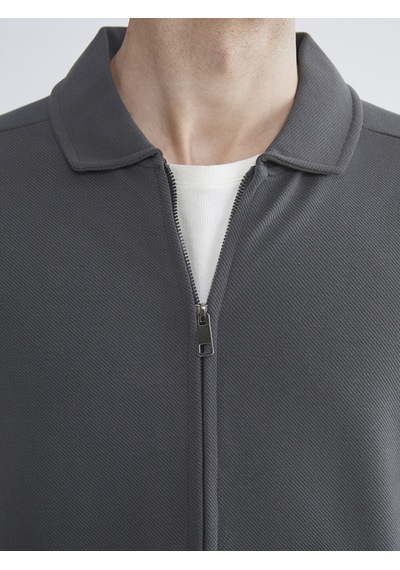 Lcwaıkıkı Classic Antrasit Standart Kalıp Polo Yaka Erkek Fermuarlı Sweatshirt
