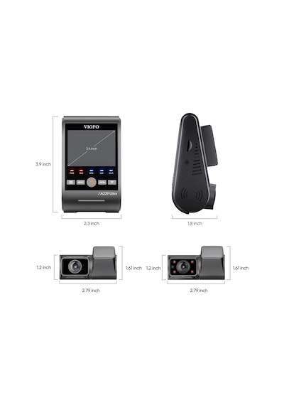 Viofo A229 Ultra 3 Kameralı Ön+iç+arka 4k+4k+1080p Sony Starvis 2 Sensörlü Hdr Wi-fi 6 Gps'li Araç Kamerası