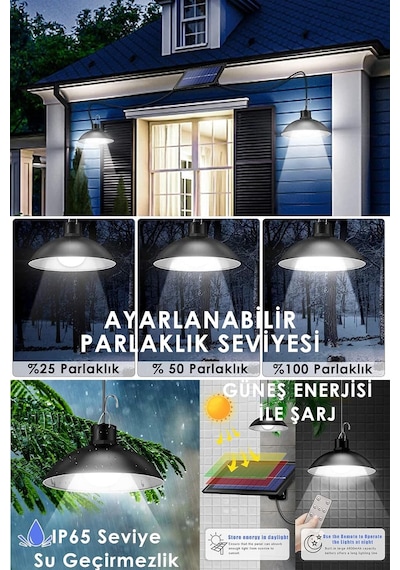 Technosmart Solar 2 Lambalı Askılı Kumandalı Renk Ve Seviye Seçenekli Bahçe Aydınlatma Sokak Lambası