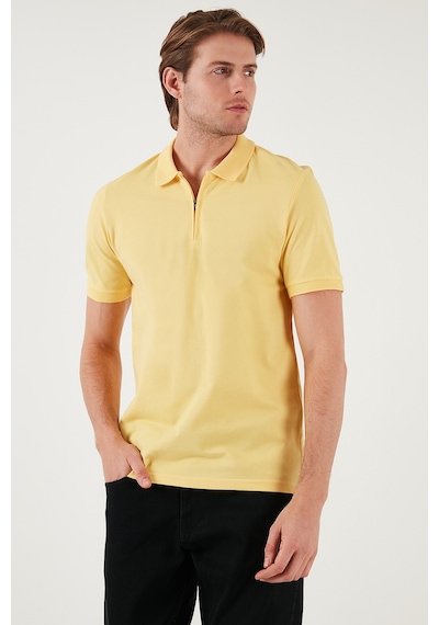 Buratti Pamuklu Regular Fit Yarım Fermuarlı Erkek Polo Yaka T Shirt 5901029 Sari