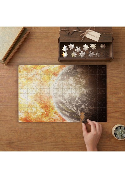 Dünya - Güneş Patlaması Tasarımı 240 Parça Ahşap Puzzle Ahşap Kutuda Mpy50138