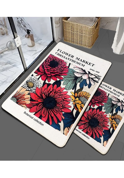 Flower Market 3'lü Set Banyo Paspası Djt Renkli