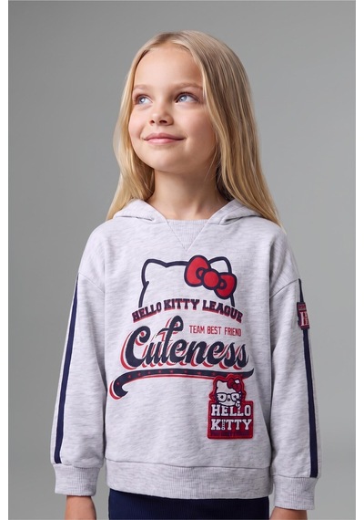 Defacto Kız Bebek Hello Kitty 2li Takım Kapüşonlu Sweatshirt Tayt G6834a525wngr85 Gri-gr85