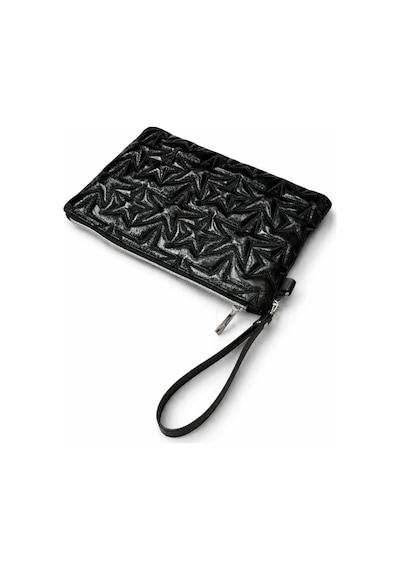 Adelina Bags Yıldız Nakış İşlemeli Portföy El Çantası Bilek Askılı Saten Astarlı Clutch Çanta Siyah