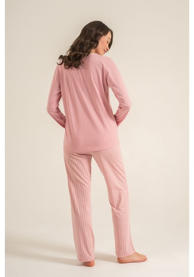 Pierre Cardin Kadın Sweet Sunday Pembe Uzun Kol Pijama Takım Pc9295-s-v1 Pc9295-s-v1