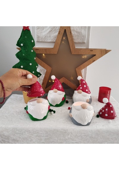1 Adet Seçenekli Yılbaşı Kapakı Noelbaba Mumluk Dekor