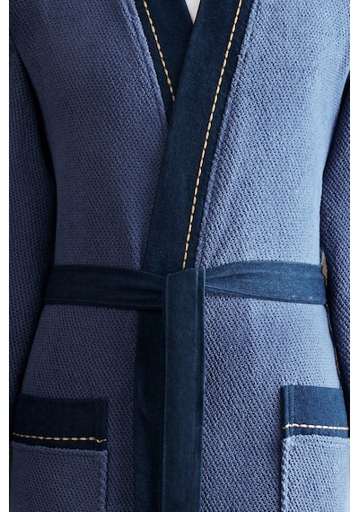 Özdilek Oregon Maskülen Nakışlı Denim Kimono Bornoz Lacivert