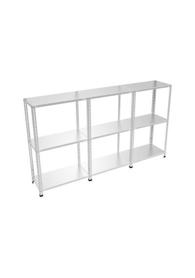 Raf Burada  3 Katlı 3'lü Galvaniz Çelik Raf - Depo, Arşiv, Kiler, Dosya, Market Rafı-43x75 cm-200 cm-0.70 mm