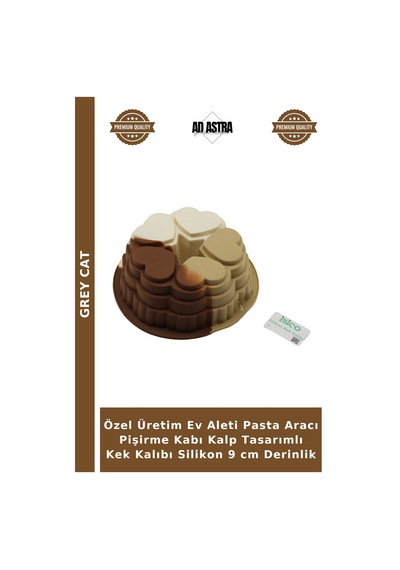 Özel Üretim Ev Aleti Pasta Aracı Pişirme Kabı Kalp Tasarımlı Kek Kalıbı Silikon 9 Cm Derinlik Çok Renkli