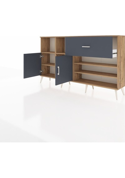 Arges Konsol 6 Raflı Tek Çekmeceli 2 Kapaklı 176x30x99 Çam-antrasit Antrasıt - Atlas Çam Arges Konsol 6 Raflı Tek Çekmeceli 2 Kapaklı 176x30x99 Çam-antrasit Antrasıt - Atlas Çam