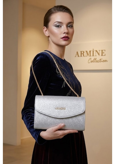 Armine C14-26y Kadın El Ve Omuz Çantası Gümüş
