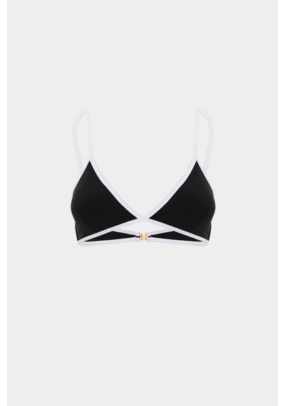 Açelyaokcu Premium Biye Detaylı Hera Fit Kadın Bikini Üstü Siyah