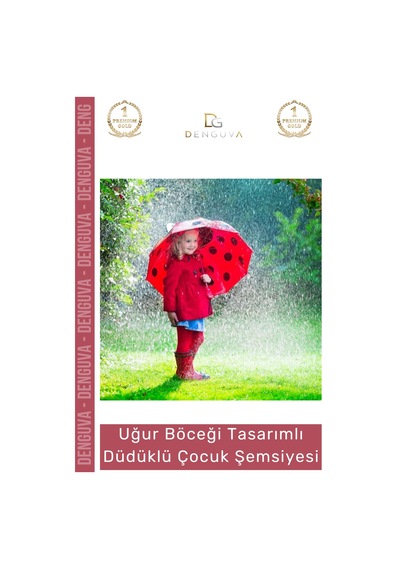 Denguva Şemsiye Kırmızı Uğur Böceği 3d Kulaklı Dayanıklı Güvenli Su Geçirmez Tasarımlı Düdüklü Çocuk Şemsiy Çok Renkli