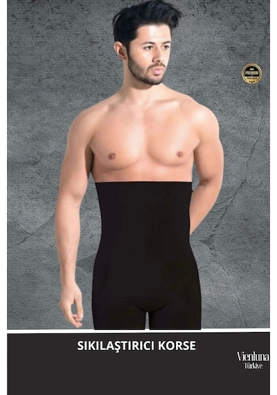 Vienluna Deluxe Seri Toparlayıcı Basen Bel Göbek Düzleştirici Erkek Duble Boxer Korse Siyah