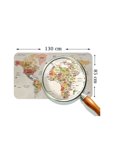 Eğitici - Öğretici Dünya Ve Türkiye Haritası Çocuk Odası Duvar Sticker-85x130-3890 Çok Renkli
