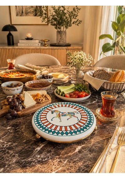Nihale - Herm Renkli Desen Gold Turuncu