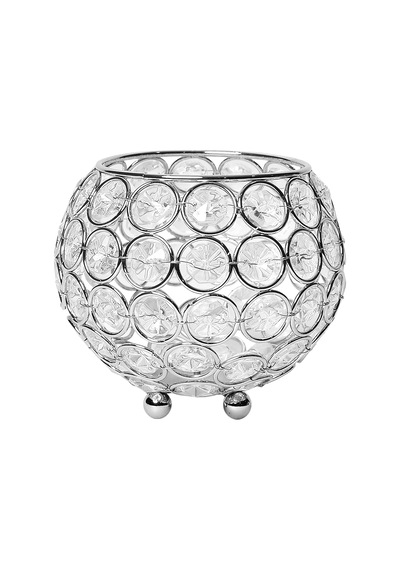 Hg1006-chr Elipse Kristal Dairesel Kase Mumluk, Çiçek Vazosu, Düğün Merkezi, Favor, 10 Cm, Krom