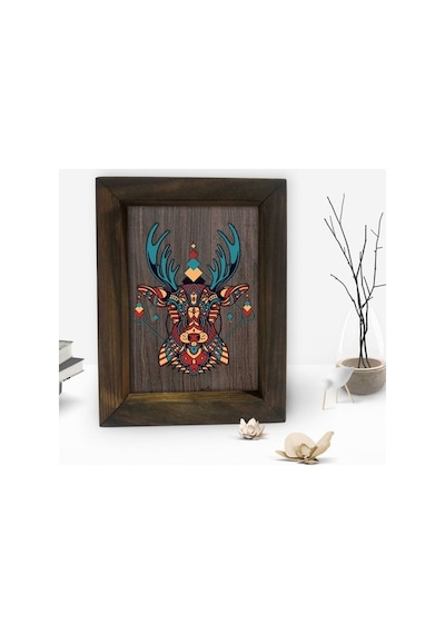 Bk Gift Geyik Tasarımlı Dekoratif Doğal Masif Ahşap Çerçeve 15X20 (500610068)