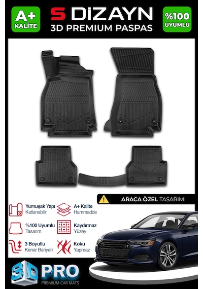 Audi A6 3d Pro Havuzlu Paspas 2018 Üzeri A+ Kalite 3ds-sdz145