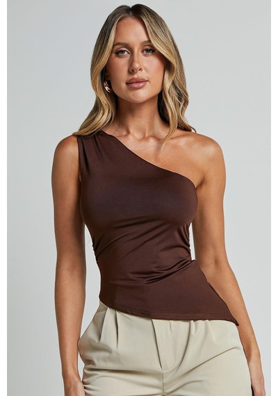 Seeh Kahverengi Tek Omuzlu Basic Kadın Body Sh144
