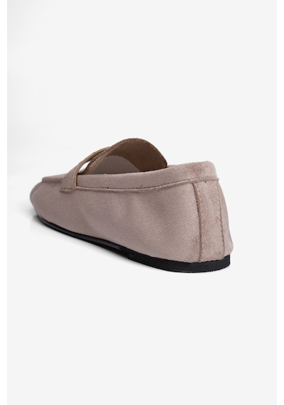 Mubiano Kadın Süet Babet Kare Burun Loafer Sena Bej